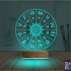 Astroloji Burç Lotus 3D Lamba - Masa Gece Lambası