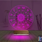 Astroloji Burç Lotus 3D Lamba - Masa Gece Lambası