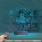 Astronot Ay Gezegen 3D Lamba - Masa Gece Lambası