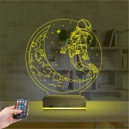 Astronot Ay 3D Lamba - Masa Gece Lambası