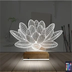 Lotus Çiçek Yoga 3D Lamba - Masa Gece Lambası
