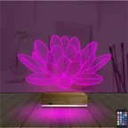 Lotus Çiçek Yoga 3D Lamba - Masa Gece Lambası