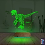 Dinozor Raptor 3D Lamba - Masa Gece Lambası