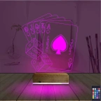 İskambil Kağıdı Zar 3D Lamba - Masa Gece Lambası