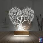 Hayat Ağacı Kalp Ağaç 3D Lamba - Masa Gece Lambası