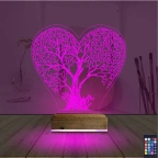 Hayat Ağacı Kalp Ağaç 3D Lamba - Masa Gece Lambası