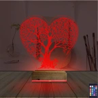 Hayat Ağacı Kalp Ağaç 3D Lamba - Masa Gece Lambası