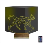 Kedi Polygonal Tasarım 3D Lamba - Masa Gece Lambası