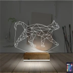 Kedi Polygonal Tasarım 3D Lamba - Masa Gece Lambası
