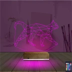 Kedi Polygonal Tasarım 3D Lamba - Masa Gece Lambası