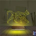 Kedi Polygonal Tasarım 3D Lamba - Masa Gece Lambası