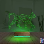 Kedi Polygonal Tasarım 3D Lamba - Masa Gece Lambası