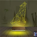 Kurt Polygonal 3D Lamba - Masa Gece Lambası