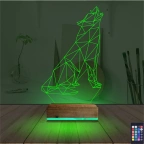 Kurt Polygonal 3D Lamba - Masa Gece Lambası