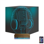 Dj Müzik Mikrofon Kulaklık 3D Lamba - Masa Gece Lambası
