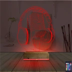 Dj Müzik Mikrofon Kulaklık 3D Lamba - Masa Gece Lambası