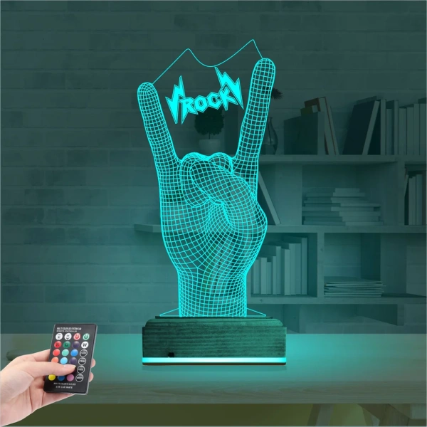 Rock Hand Müzik 3D Lamba - Masa Gece Lambası