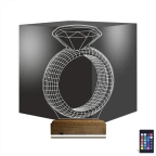Tek Taş Yüzük Sevgiliye Hediye 3D Lamba - Masa Gece Lambası