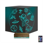 Uzay Gezegen Astronot Ufo 3D Lamba - Masa Gece Lambası