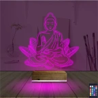 Lotus Çiçeği Yoga 3D Lamba - Masa Gece Lambası