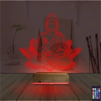 Lotus Çiçeği Yoga 3D Lamba - Masa Gece Lambası