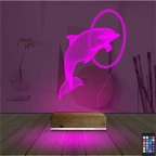 Yunus Balığı Çember 3D Lamba - Masa Gece Lambası