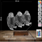 Üç Maymun 3D Lamba - Masa Gece Lambası