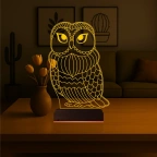 Baykuş Tasarım 3D Lamba - Masa Gece Lambası