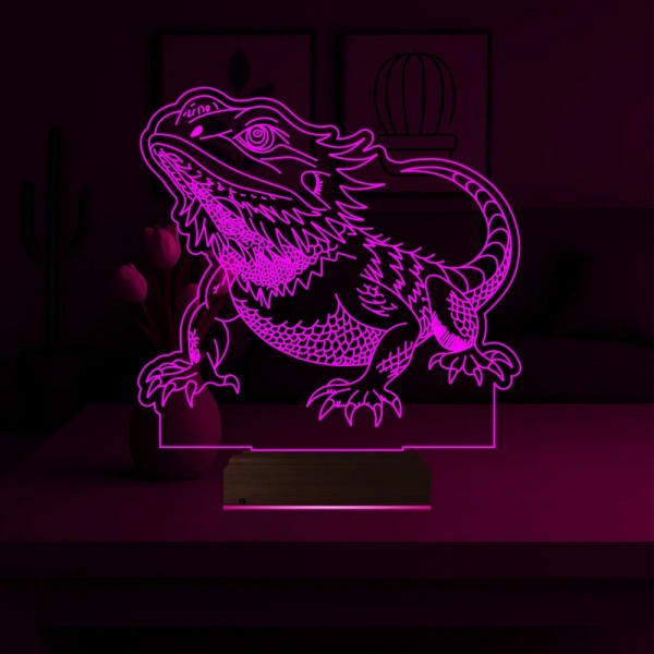 Kertenkele Bukalemun 3D Lamba - Masa Gece Lambası