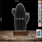Kaktüs Çiçek 3D Lamba - Masa Gece Lambası