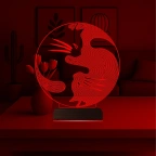 Kedi Ying Yang Denge 3D Lamba - Masa Gece Lambası