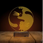 Kedi Ying Yang Denge 3D Lamba - Masa Gece Lambası