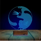 Kedi Ying Yang Denge 3D Lamba - Masa Gece Lambası