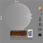 Ay Yıldız Türk Bayrağı 3D Lamba - Masa Gece Lambası