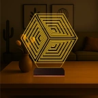 Geometrik Küp 3D Lamba - Masa Gece Lambası