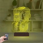 Yılan Tattoo Tato Tasarım 3D Lamba - Masa Gece Lambası