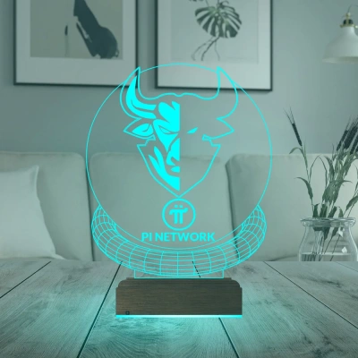 Crypto Pi Network Pi Coin Kripto Finans 3D Lamba - Masa Gece Lambası
