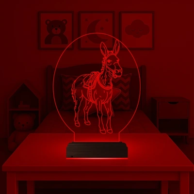 Çocuk Odası Eşek 3D Lamba - Masa Gece Lambası