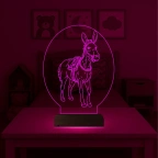 Çocuk Odası Eşek 3D Lamba - Masa Gece Lambası