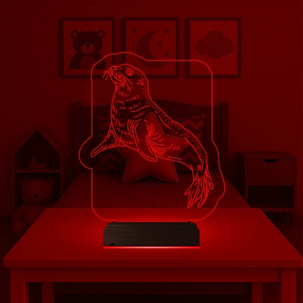 Çocuk Odası Fok 3D Lamba - Masa Gece Lambası
