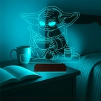 Çizgi Film Yoda 3D Lamba - Masa Gece Lambası