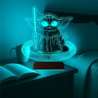Çizgi Film Yoda 3D Lamba - Masa Gece Lambası