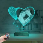 Kalp Sevgiliye Hediye Fotoğraflı 3D Lamba - Masa Gece Lambası