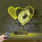 Kalp Sevgiliye Hediye Fotoğraflı 3D Lamba - Masa Gece Lambası