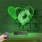 Kalp Sevgiliye Hediye Fotoğraflı 3D Lamba - Masa Gece Lambası