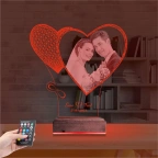 Kalp Sevgiliye Hediye Fotoğraflı 3D Lamba - Masa Gece Lambası