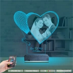 Kalp Sevgiliye Hediye Fotoğraflı 3D Lamba - Masa Gece Lambası