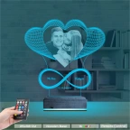 Kalp Sevgiliye Hediye Fotoğraflı 3D Lamba - Masa Gece Lambası