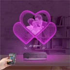 Kalp Sevgiliye Hediye Fotoğraflı 3D Lamba - Masa Gece Lambası