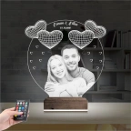 Kalp Sevgiliye Hediye Fotoğraflı 3D Lamba - Masa Gece Lambası